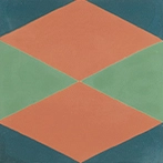 Red blue and green cement tiles